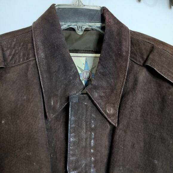 M813)Vtg Middlebrook Park Brown Suede Leather Pockets Full Zip Bomber Jacket S - Picture 7 of 11